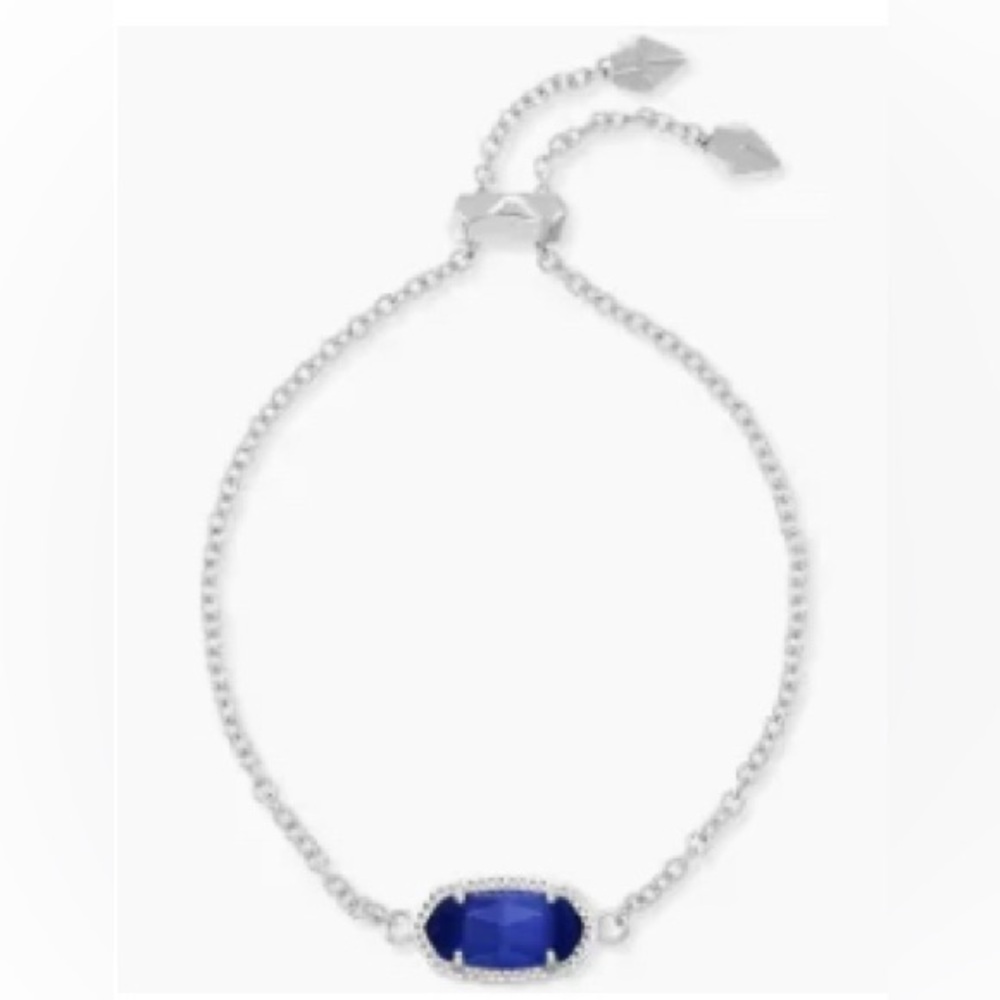 Kendra Scott Elaina Silver Adjustable Chain Bracelet in Cobalt Cats Eye